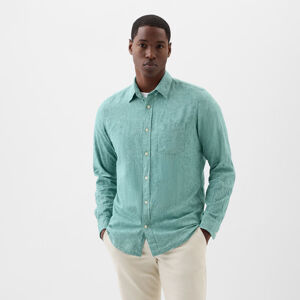 GAP Longsleeve Standard-Fit Linen Shirt Jade Stone