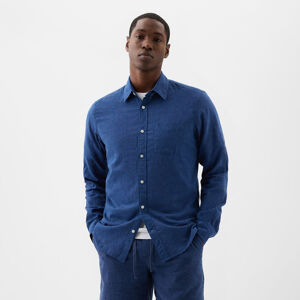 GAP Longsleeve Standard-Fit Linen Shirt Bainbridge Blue