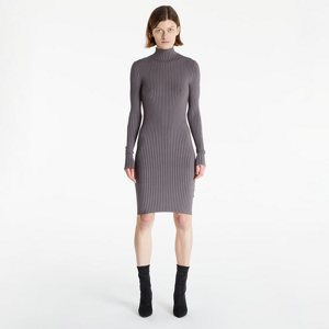 Šaty CALVIN KLEIN JEANS Metallic High Neck Sweater Dress Fossil Grey