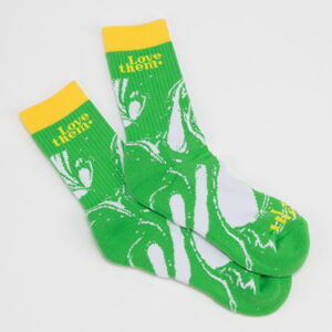Ponožky LOVE THEM Socks Oil Patern zelené / bílé