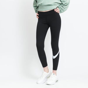 Legíny Nike NSW Essential Women's Mid-Rise Swoosh Leggings Black/ White