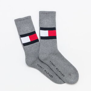 Ponožky Tommy Hilfiger TH Jeans Flag Socks melange tmavě šedé