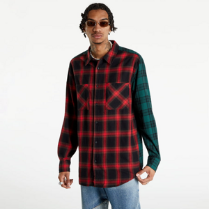 Pánská košile Urban Classics Oversized Mix Check Shirt Red / Green