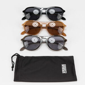 Sluneční brýle Urban Classics Sunglasses Kalimantam 3-Pack černé / šedé / hnědé