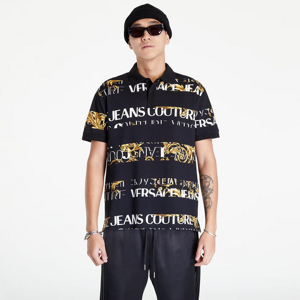 Tričko s krátkým rukávem Versace Jeans Couture R Print Stripes Logo B Polo T-Shirt Black/ Gold